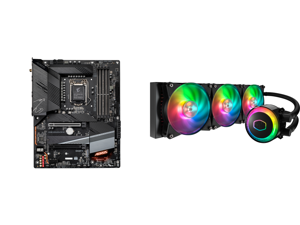 GIGABYTE Z590 AORUS ELITE AX LGA 1200 Intel Z590 ATX Motherboard with Triple M.2 PCIe 4.0 USB 3.2 Gen2X2 Type-C Intel WIFI 6 2.5GbE LAN and Cooler Master MasterLiquid ML360R ARGB Close-Loop AIO CPU Liquid Cooler 360 Radiator Dual Chamber Pu GIGABYTE Z590 AORUS ELITE AX LGA 1200 Intel Z590 ATX Motherboard with Triple M.2 PCIe 4.0 USB 3.2 Gen2X2 Type-C Intel WIFI 6 2.5GbE LAN and Cooler Master MasterLiquid ML360R ARGB Close-Loop AIO CPU Liquid Cooler 360 Radiator Dual Chamber Pu