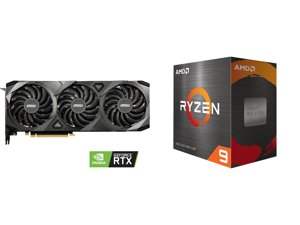 MSI Ventus GeForce RTX 3090 24GB GDDR6X PCI Express 4.0 SLI Support Video Card RTX 3090 VENTUS 3X 24G OC and AMD Ryzen 9 5950X - Ryzen 9 5000 Series Vermeer (Zen 3) 16-Core 3.4 GHz Socket AM4 105W Desktop Processor - 100-100000059WOF