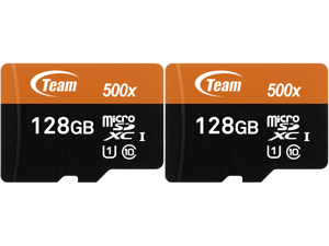 2 x Team 128GB microSDXC UHS-I/U1 Class 10 Memory Card with Adapter Speed Up to 80MB/s (TUSDX128GUHS03)