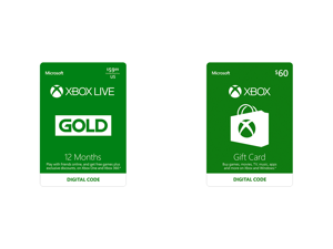 Xbox Gold Live: 12 Month Membership US (Digital Code) and Xbox Gift Card $60 US (Email Delivery) Xbox Gold Live: 12 Month Membership US (Digital Code) and Xbox Gift Card $60 US (Email Delivery)