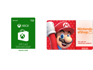 Xbox Gift Card $50 US (Email Delivery) and Nintendo eShop $50 Gift Cards (Email Delivery) Xbox Gift Card $50 US (Email Delivery) and Nintendo eShop $50 Gift Cards (Email Delivery)
