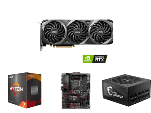MSI Ventus GeForce RTX 3060 Ti 8GB GDDR6 PCI Express 4.0 Video Card RTX 3060 Ti VENTUS 3X 8G OC LHR and AMD Ryzen 7 5800X - Ryzen 7 5000 Series Vermeer (Zen 3) 8-Core 3.8 GHz Socket AM4 105W Desktop Processor - 100-100000063WOF and MSI MPG
