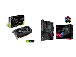 ASUS TUF Gaming GeForce GTX 1650 OC Edition 4GB GDDR6 PCI Express 3.0 Video Card TUF-GTX1650-O4GD6-P-GAMING and ASUS ROG Strix B550-F Gaming (WiFi 6) AMD AM4 (3rd Gen Ryzen) ATX Gaming Motherboard (PCIe 4.0 2.5Gb LAN BIOS FlashBack HDMI 2.1