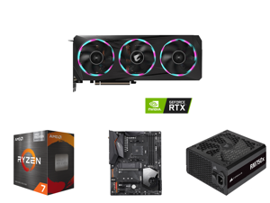 GIGABYTE AORUS GeForce RTX 3060 Ti ELITE 8GB GDDR6 PCI Express 4.0 ATX Video Card GV-N306TAORUS E-8GD (rev. 2.0) (LHR) and AMD Ryzen 7 5700G - Ryzen 7 5000 G-Series Cezanne (Zen 3) 8-Core 3.8 GHz Socket AM4 65W AMD Radeon Graphics Desktop P