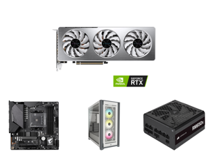 GIGABYTE Vision OC GeForce RTX 3060 Ti 8GB GDDR6 PCI Express 4.0 ATX Video Card GV-N306TVISION OC-8GD (rev. 2.0) (LHR) and GIGABYTE B550M AORUS PRO AM4 AMD B550 Micro-ATX Motherboard with Dual M.2 SATA 6Gb/s USB 3.2 Gen 2 PCIe 4.0 and CORSA
