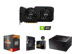 ASUS Dual GeForce RTX 3060 Ti V2 OC Edition 8GB GDDR6 PCI Express 4.0 Video Card DUAL-RTX3060TI-O8G-V2 (LHR) and AMD Ryzen 5 5600X - Ryzen 5 5000 Series Vermeer (Zen 3) 6-Core 3.7 GHz Socket AM4 65W Desktop Processor - 100-100000065BOX and