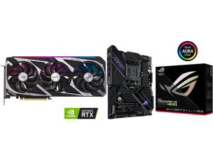 ASUS ROG Strix GeForce RTX 3060 12GB GDDR6 PCI Express 4.0 Video Card ROG-STRIX-RTX3060-O12G-V2-GAMING and ASUS ROG Crosshair VIII Dark Hero AM4 AMD X570S SATA 6Gb/s ATX AMD Motherboard