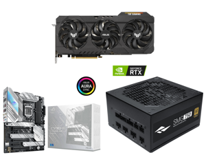 ASUS TUF Gaming GeForce RTX 3080 Ti 12GB GDDR6X PCI Express 4.0 Video Card TUF-RTX3080TI-O12G-GAMING and ASUS ROG STRIX Z590-A GAMING WIFI LGA 1200 Intel Z590 SATA 6Gb/s ATX Intel Motherboard and Rosewill SMG750 80 Plus Gold Certified 750W