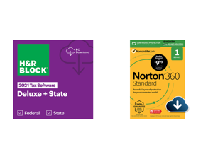 HR Block 2021 Deluxe + State - Windows - Download - Bundle only and Norton 360 Standard (2022 Ready) Antivirus Software for 1 Devices with Auto Renewal - 15 Month Subscription - 3 Months FREE - Includes VPN PC Cloud Backup Dark Web Monitori