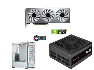 GIGABYTE Vision OC GeForce RTX 3060 12GB GDDR6 PCI Express 4.0 ATX Video Card GV-N3060VISION OC-12GD (rev. 2.0) (LHR) and Corsair iCUE 220T RGB Airflow CC-9011174-WW White Steel / Plastic / Tempered Glass ATX Mid Tower Computer Case and COR
