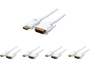 5 x Rosewill RCDC-14006 6 ft. 28AWG DisplayPort to DVI cable