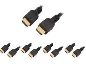 5 x Rosewill Premium HDMI Cable 6 ft. Support 4K UHD (3840 × 2160) and HD 1080p High Speed HDMI Cord 6 Feet Black Male to Male Gold Plated Connectors Ethernet/Audio Return Channel RC-6-HDM-MM-BK-3