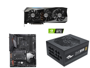 GIGABYTE Gaming GeForce RTX 3070 Ti 8GB GDDR6X PCI Express 4.0 ATX Video Card GV-N307TGAMING OC-8GD and GIGABYTE X570 AORUS ELITE WIFI AM4 AMD X570 SATA 6Gb/s ATX AMD Motherboard and Rosewill SMG850 80 Plus Gold Certified 850W Fully Modular