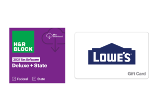 HR Block 2021 Deluxe + State PC/Mac + $15 Lowe's Gift Card
