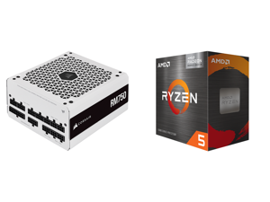 CORSAIR RM Series RM750 750 W Power Supply and AMD Ryzen 5 5600G - Ryzen 5 5000 G-Series Cezanne (Zen 3) 6-Core 3.9 GHz Socket AM4 65W AMD Radeon Graphics Desktop Processor - 100-100000252BOX