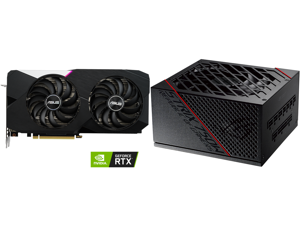 ASUS Dual GeForce RTX 3060 Ti V2 OC Edition 8GB GDDR6 PCI Express 4.0 Video Card DUAL-RTX3060TI-O8G-V2 (LHR) and ASUS ROG Strix 750 Fully Modular 80 Plus Gold 750W ATX Power Supply with 0dB Axial Tech Fan and 10 Year Warranty