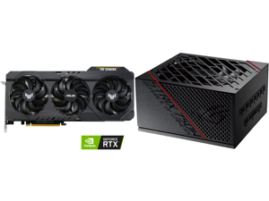 ASUS TUF Gaming GeForce RTX 3060 Ti V2 OC Edition 8GB GDDR6 PCI Express 4.0 Video Card TUF-RTX3060TI-O8G-V2-GAMING (LHR) and ASUS ROG Strix 750 Fully Modular 80 Plus Gold 750W ATX Power Supply with 0dB Axial Tech Fan and 10 Year Warranty