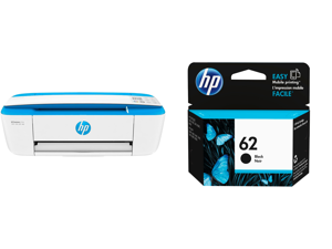 HP DeskJet 3755 All-in-One Wireless Color Inkjet Printer - Blue and HP 62 Ink Cartridge - Black