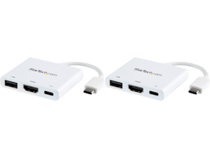 2 x StarTech CDP2HDUACPW USB-C to HDMI Adapter - White - 4K 30Hz - Thunderbolt 3 Compatible - with Power Delivery (USB PD) - USB C Dongle