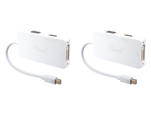 2 x Rosewill CL-AD-MDP2HDV-6-WH 6 inch White 3-in-1 Mini DisplayPort (Thunderbolt Port Compatible) to HDMI/DVI/VGA Male to Female 3-in-1 Passive Adapter Converter Mini DP/mDP to HDMI/DVI/VGA1920 x 1200