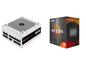 CORSAIR RM Series RM750 750 W Power Supply and AMD Ryzen 7 5800X - Ryzen 7 5000 Series Vermeer (Zen 3) 8-Core 3.8 GHz Socket AM4 105W Desktop Processor - 100-100000063WOF