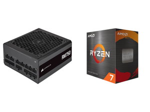 CORSAIR RM RM750 750 W Power Supply and AMD Ryzen 7 5800X - Ryzen 7 5000 Series Vermeer (Zen 3) 8-Core 3.8 GHz Socket AM4 105W Desktop Processor - 100-100000063WOF