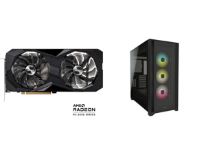 ASRock Radeon RX 6600 Video Card RX6600 CLD 8G and Corsair iCUE 5000X RGB Tempered Glass Mid-Tower ATX PC Smart Case Black CC-9011212-WW