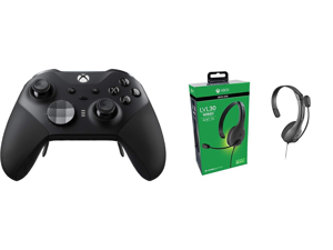 Xbox Elite Wireless Series 2 Controller Black - Bluetooth Connectivity - Adjustable-tension Thumbsticks - Shorter Hair Trigger Locks - Wrap-around Rubberized Grip - Re-engineered Components and PDP 048-136-NA LVL30 Wired Chat Headset For Xb