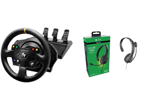 Thrustmaster TX Racing Wheel Leather Edition (Xbox Series X|S One and PC) and PDP 048-136-NA LVL30 Wired Chat Headset For Xbox Series X|S Xbox One
