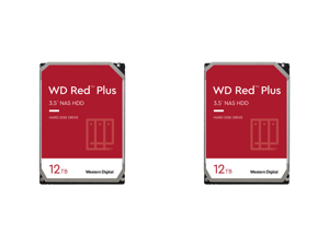 2 x WD Red Plus 12TB NAS Hard Disk Drive - 7200 RPM Class SATA 6Gb/s CMR 256MB Cache 3.5 Inch - WD120EFBX