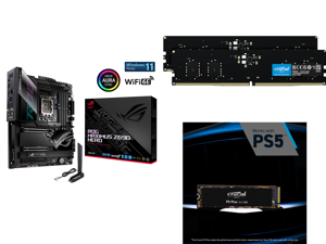 ASUS ROG Maximus Z690 Hero (WiFi 6E) LGA 1700 Intel 12th Gen ATX Gaming Motherboard- PCIe 5.0 DDR5 20+1 90A Power Stages 2.5Gb LAN Bluetooth V5.2 2x Thunderbolt 4 ports 5xM.2/NVMe SSD and Crucial 64GB (2 x 32GB) 288-Pin PC RAM DDR5 4800 (PC