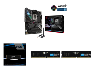 ASUS ROG Strix Z690-F Gaming WiFi 6E LGA 1700 Intel 12th Gen ATX Gaming Motherboard- PCIe 5.0 DDR5 16+1 Power Stages 2.5 Gb LAN Bluetooth v5.2 Thunderbolt 4 4xM.2/NVMe SSD and Crucial P5 Plus M.2 2280 1TB PCI-Express 4.0 x4 NVMe 3D NAND Int