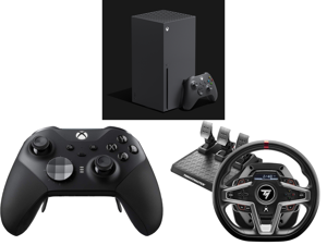 Microsoft Xbox Series X and Xbox Elite Wireless Series 2 Controller Black - Bluetooth Connectivity - Adjustable-tension Thumbsticks - Shorter Hair Trigger Locks - Wrap-around Rubberized Grip - Re-engineered Components and Thrustmaster T248