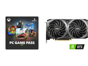 PC Game Pass (100+ PC Games All You Can Play) 3 Month US Region [Digital Code] and MSI Ventus GeForce RTX 3060 Ti Video Card RTX 3060 Ti VENTUS 2X 8G OCV1 LHR