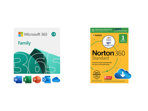 Microsoft 365 Family | 15-Month Subscription up to 6 people | Premium Office apps | 1TB OneDrive cloud storage | PC/Mac Download and Norton 360 Standard 2022 for 1 Device 15 Month Auto Renewed Subscription w/ 3 Months FREE Download NEWEGG E