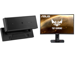 ASUS ROG Eye S Streaming 1080p 60FPS Gaming Webcam and ASUS TUF GAMING VG27WQ 27" WQHD 2560 x 1440 (2K) 1ms (MPRT) 165Hz (Max) HDMI DisplayPort FreeSync DisplayHDR 400 Built-in Speakers Height Adjustable Curved Gaming Monitor