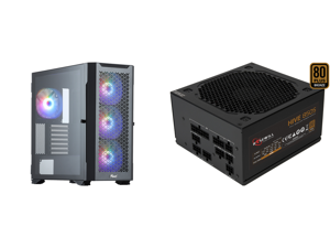 Rosewill SPECTRA P601 ATX Mid Tower Gaming PC Computer Case Supports E-ATX 360mm Liquid Cooler Long GPU 4 Pre-installed ARGB Fans with PSU Shroud Mount Option Steel Airflow Mesh Tempered Glass and Rosewill HIVE Series HIVE-850S 850W Fully M