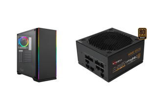 Rosewill ZIRCON I ATX Mid Tower Gaming PC Computer Case with RGB Fan LED Light Strips 240mm AIO Support Bottom Mount PSU HDD/SSD Tempered Glass Black Steel and Rosewill HIVE Series HIVE-850S 850W Fully Modular Power Supply 80 PLUS BRONZE Ce
