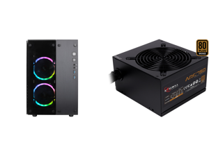 Rosewill CULLINAN PX RGB-ST ATX Mid-Tower Gaming PC Computer Case Supports 240 280mm Liquid Coolers 4 Dual-Ring Remote-Controlled 120mm RGB LED Fans 80mm Rear Fan Tempered Glass and Rosewill ARC Series ARC 750 750W Non-Modular Power Supply