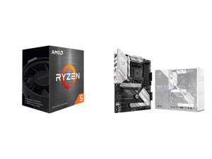 AMD Ryzen 5 5500 - Ryzen 5 5000 Series 6-Core Socket AM4 65W Desktop Processor - 100-100000457BOX and ASUS ROG STRIX B550-A GAMING AM4 ATX AMD Motherboard