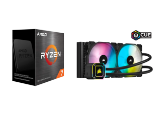 AMD Ryzen 7 5700X - Ryzen 7 5000 Series 8-Core Socket AM4 65W Desktop Processor - 100-100000926WOF and Corsair Hydro Series iCUE H115i ELITE CAPELLIX 280mm Radiator Dual ML140 RGB PWM Fans Powerful iCUE Software Liquid CPU Cooler LGA 1700 C
