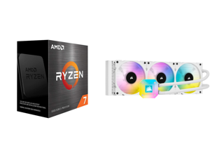 AMD Ryzen 7 5700X - Ryzen 7 5000 Series 8-Core Socket AM4 65W Desktop Processor - 100-100000926WOF and CORSAIR iCUE H150i ELITE CAPELLIX Liquid CPU Cooler LGA 1700 Compatible - White