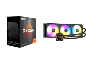 AMD Ryzen 7 5700X - Ryzen 7 5000 Series 8-Core Socket AM4 65W Desktop Processor - 100-100000926WOF and CORSAIR iCUE H170i ELITE LCD 420mm Liquid CPU Cooler