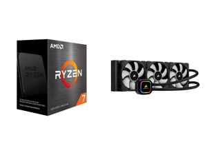 AMD Ryzen 7 5700X - Ryzen 7 5000 Series 8-Core Socket AM4 65W Desktop Processor - 100-100000926WOF and CORSAIR iCUE H150i RGB PRO XT 360mm Radiator Triple 120mm PWM Fans Advanced RGB Lighting and Fan Control with Software Liquid CPU Cooler