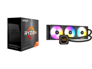 AMD Ryzen 7 5700X - Ryzen 7 5000 Series 8-Core Socket AM4 65W Desktop Processor - 100-100000926WOF and CORSAIR iCUE H150i ELITE LCD Display Liquid CPU Cooler
