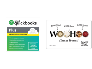 QuickBooks Online Plus - 5 Users / 3 Month - New Subscriber Only [Digital Delivery] and Total Wine More $50 Gift Card In-Store Purchase Only (Email Delivery)