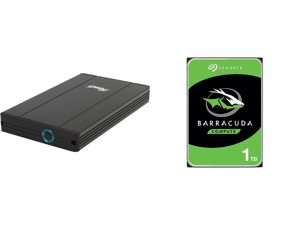 Rosewill 2.5" External Hard Drive Enclosure SATA to USB 3.0 for 2.5" SATA I/II SSD or HDD Up to 2TB Aluminum Plug and Play - Armer RX202 and Seagate BarraCuda ST1000DM010 1TB 7200 RPM 64MB Cache SATA 6.0Gb/s 3.5" Hard Drive Bare Drive