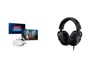 Meta Quest 2 Resident Evil 4 bundle with Beat Saber 256 GB — Advanced All-In-One Virtual Reality Headset and Logitech G PRO Gaming Headset for Meta Quest 2 - Oculus Ready - Custom-length Cable - PRO-G Precision Gaming Audio Driver - Steel a
