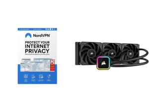 NordVPN Internet Privacy for Windows/MacOS/Android/iOS - 6 Devices 12 month VPN Subscription and CORSAIR CW-9060060-WW iCUE H150i RGB ELITE Liquid CPU Cooler