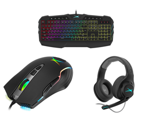 Altec Lansing ALKB01 MX180 Membrane RGB Gaming Keyboard Gaming Keyboard and Altec Lansing GM100 RGB Gaming Mouse ALM01 Black Gaming Mouse and ALTEC LANSING AL2000 Circumaural Gaming Stereo Headset - LED Lighting on Earcup Mic